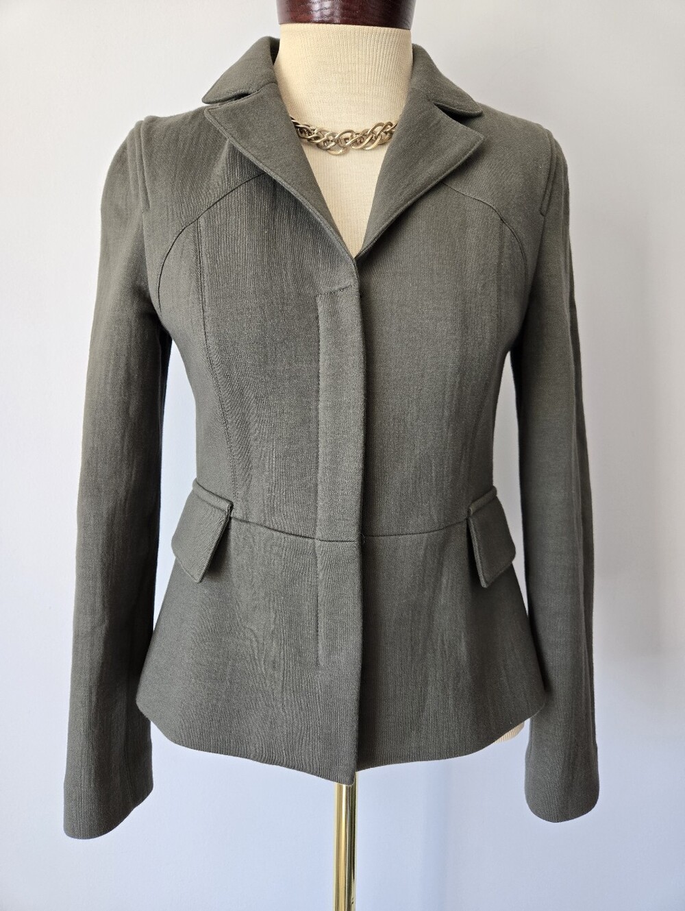 Judith & Charles Tailored Olive Green Cotton Jacket.size 6